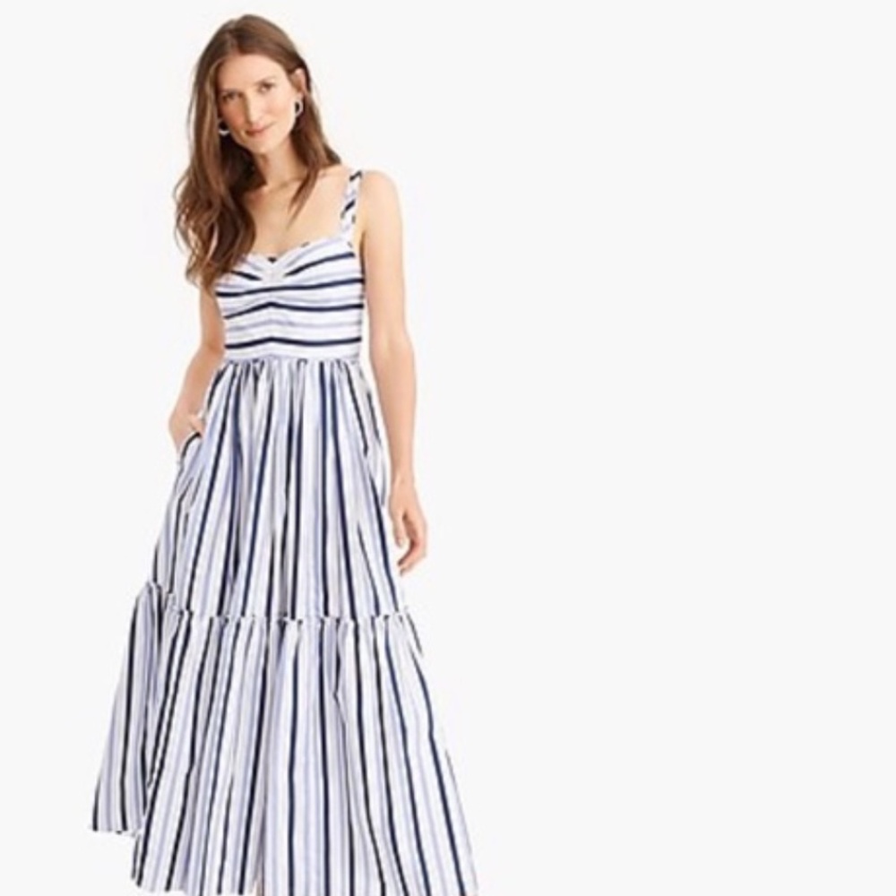 J Crew Tiered Cotton Maxi Dress